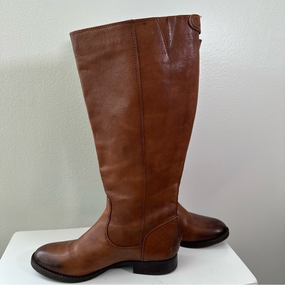 Arturo Chiang Brown Leather Knee High Boots Women 7MW Riding Boots - Picture 4 of 13